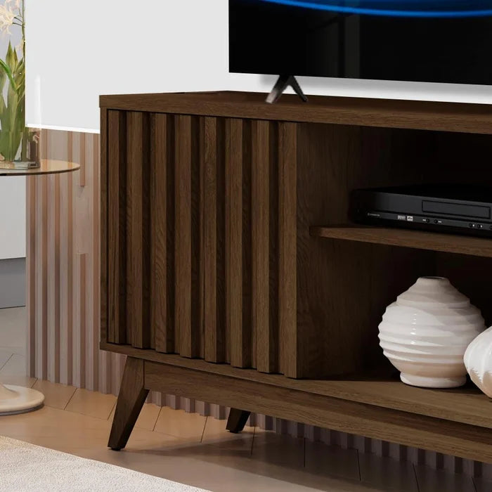 Rack De Madeira Ripado para Tv 55 Polegadas Off White