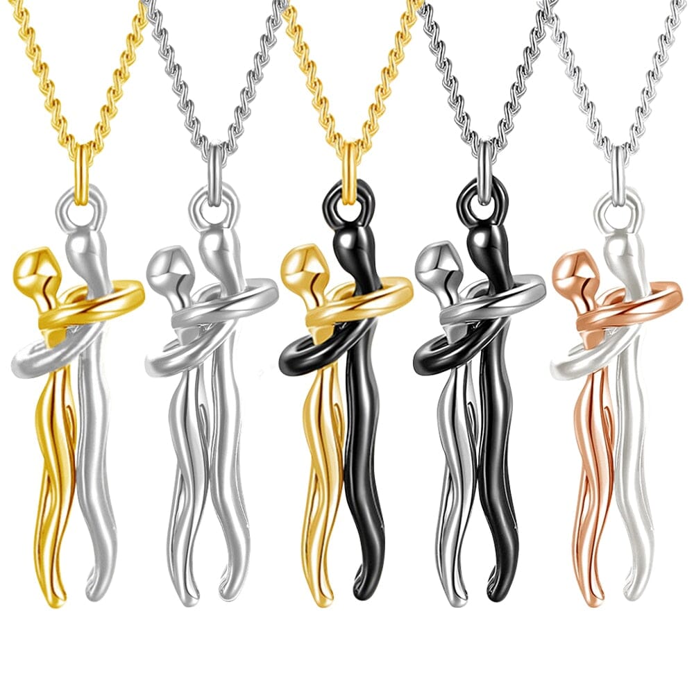 Colar Abraço - Prata e Ouro