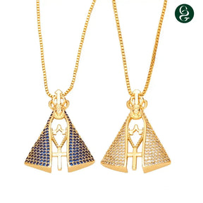Colar Nossa Senhora Aparecida - Dupla Face com Manto de Zircônia - (COMPRE 1 LEVE 2)