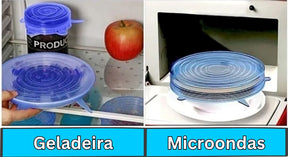Compre 6 Leve 12 - Kit 12 Tampas de Silicone Reutilizável (UNIVERSAL) - Super Elástico