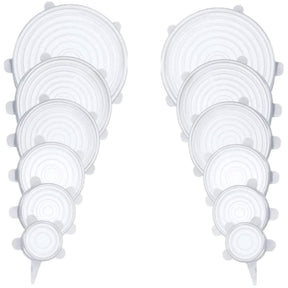 Compre 6 Leve 12 - Kit 12 Tampas de Silicone Reutilizável (UNIVERSAL) - Super Elástico