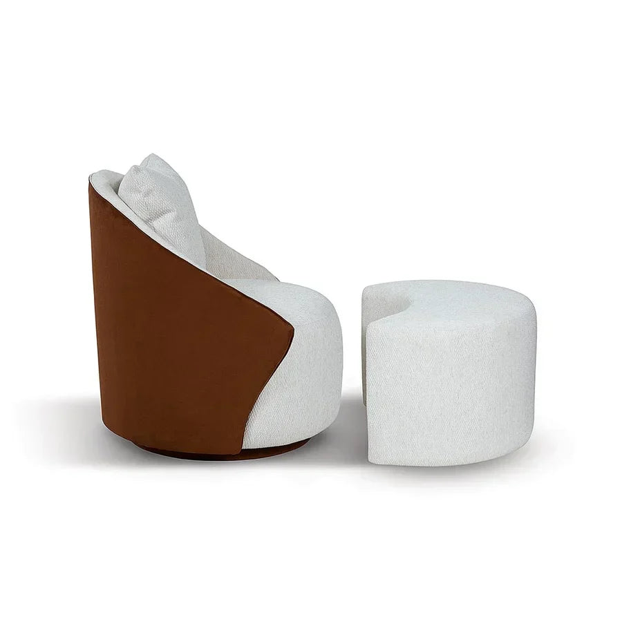 Conjunto Poltrona Oasi Giratória com Almofada Solta e Pouft Meia-Lua