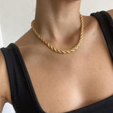 Corrente Trançada Folheada a Ouro