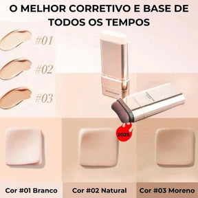 Corretivo Base Stick Coreano 2 em 1 – Cobertura Perfeita 100% Natural