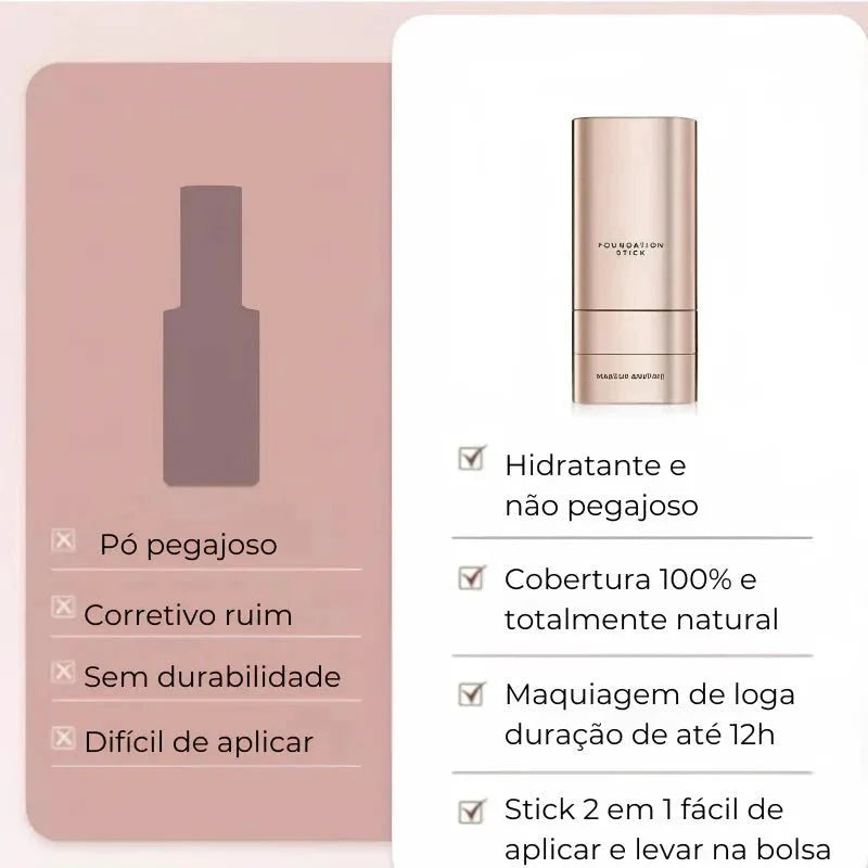 Corretivo Base Stick Coreano 2 em 1 – Cobertura Perfeita 100% Natural
