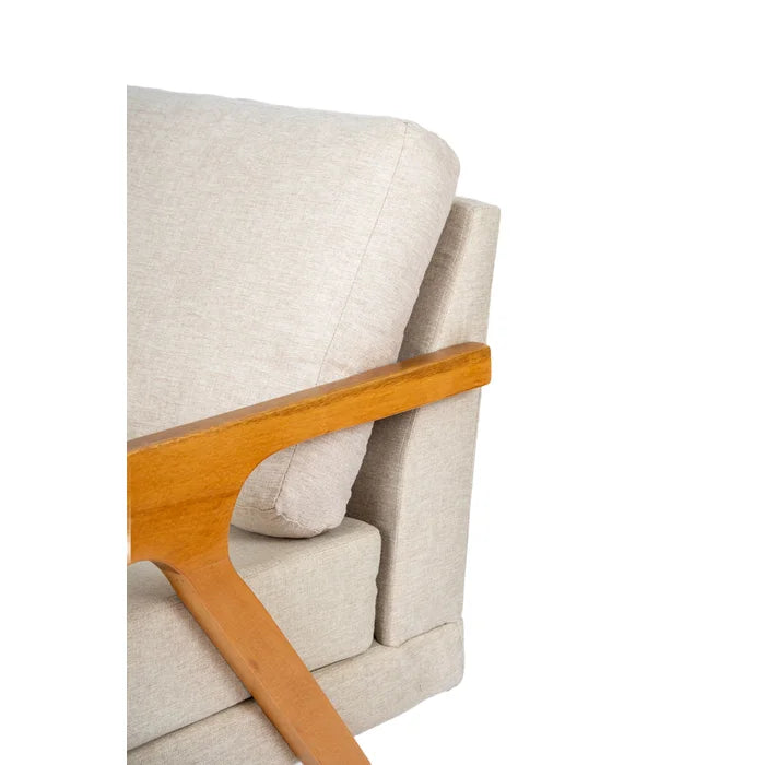 Kit 2 Poltronas Decorativa Luxo Linho Bege Claro madeira maciça