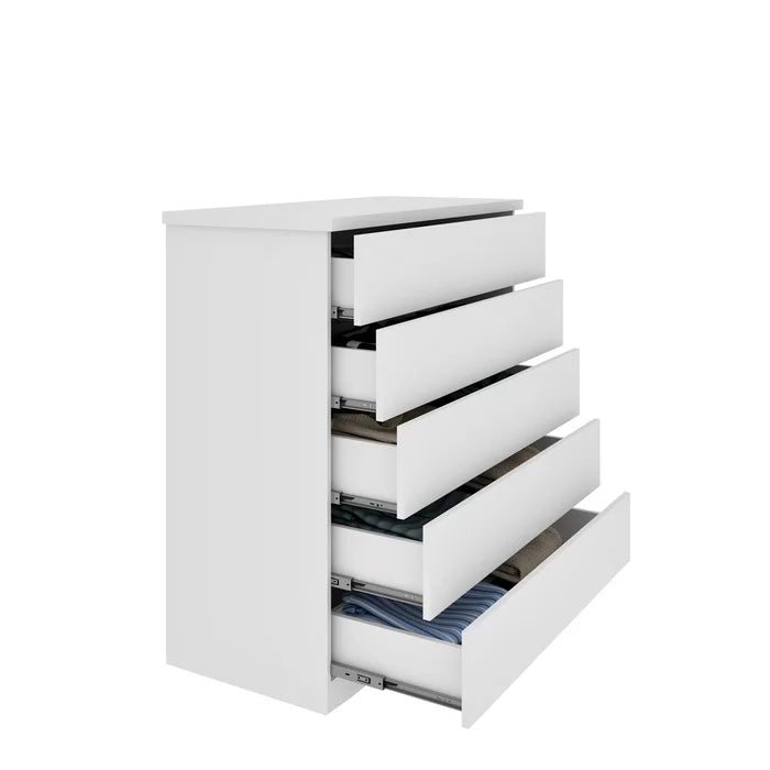 Cômoda 5 Gavetas 86cm Premium Branco/Neve | Frete Grátis