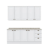 Conjunto de Armário de Cozinha Compacta com 4 Peças Estilo Americano