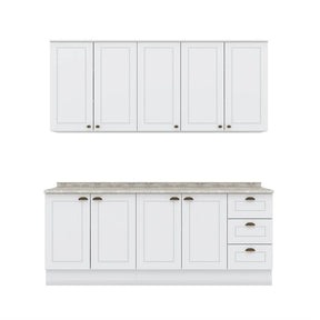 Conjunto de Armário de Cozinha Compacta com 4 Peças Estilo Americano