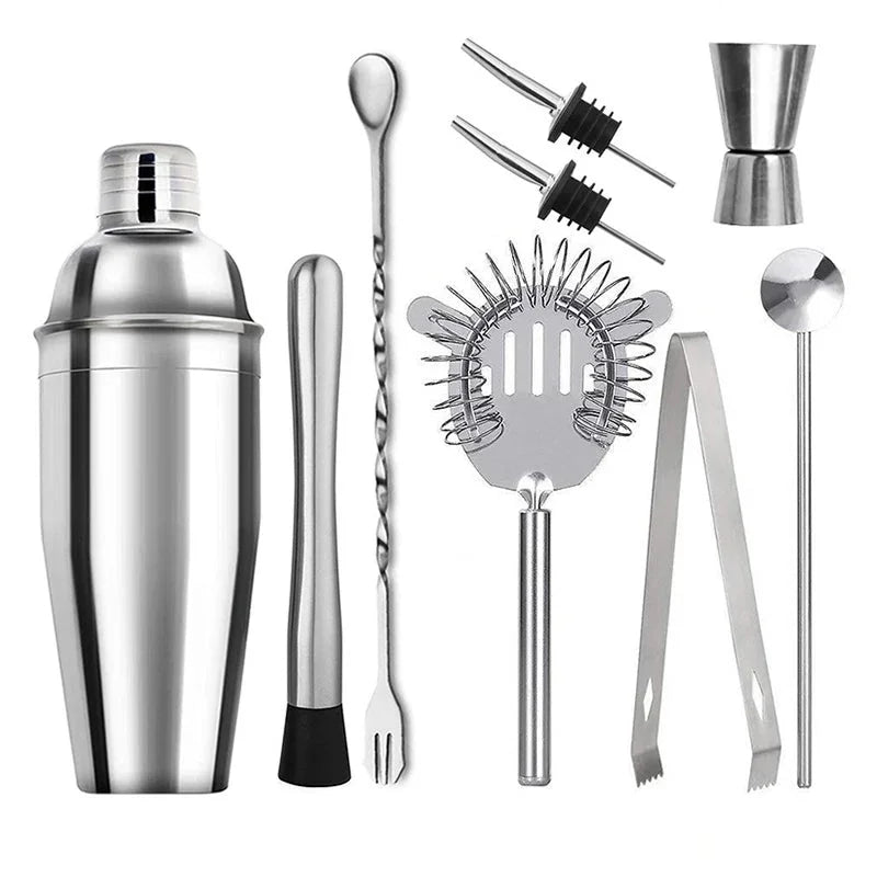 Kit Bartender de Aço Inoxidável com Shaker e Ferramentas Dellirium