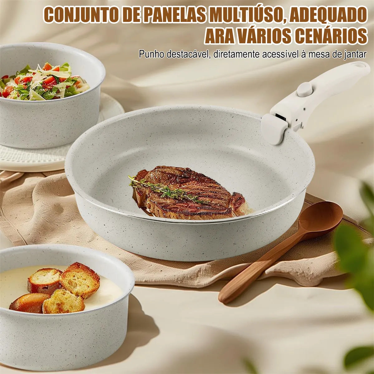 Kit Panelas Antiaderentes Premium com Cabo Removível – Edição Limitada