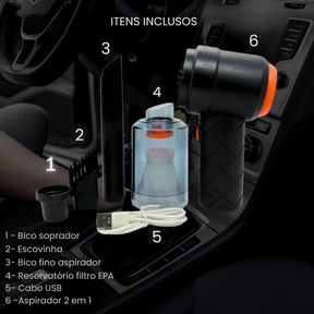 Mini Aspirador de Pó Portátil USB 2 em 1