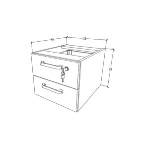 Escrivaninha 135cm com Gaveteiro Suspenso 2 Gavetas Pés em Metal