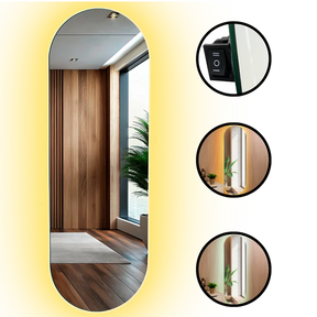 Espelho Grande Corpo Inteiro Lapidado S/moldura Designer Oval 150x40cm Luxo com Led Fria/quente