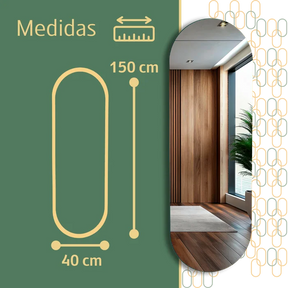 Espelho Grande Corpo Inteiro Lapidado S/moldura Designer Oval 150x40cm Luxo com Led Fria/quente