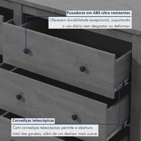 Cômoda 6 Gavetas Italia | Frete Grátis