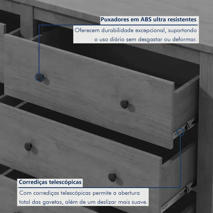 Cômoda 6 Gavetas Italia | Frete Grátis
