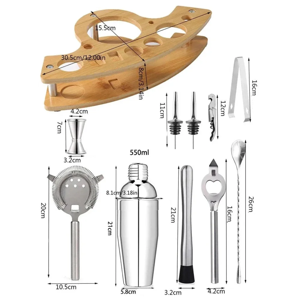 Kit Bartender de Aço Inoxidável com Shaker e Ferramentas Dellirium