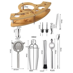 Kit Bartender de Aço Inoxidável com Shaker e Ferramentas Dellirium