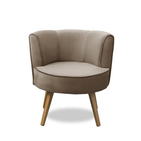 Kit conjunto 2 Poltronas Suede Marrom Estrutura de Madeira e Espuma D-26/D-20