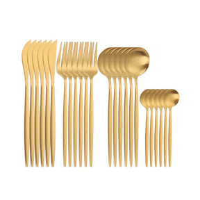 Conjunto de Talheres de Aço Luxo Inoxidável 24 Peças