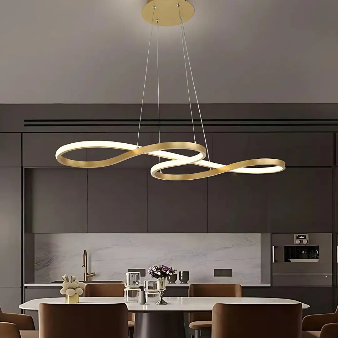 Lustre Pendente Dourado InfinityLux em LED