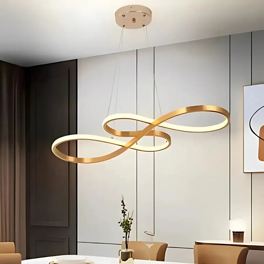 Lustre Pendente Dourado InfinityLux em LED