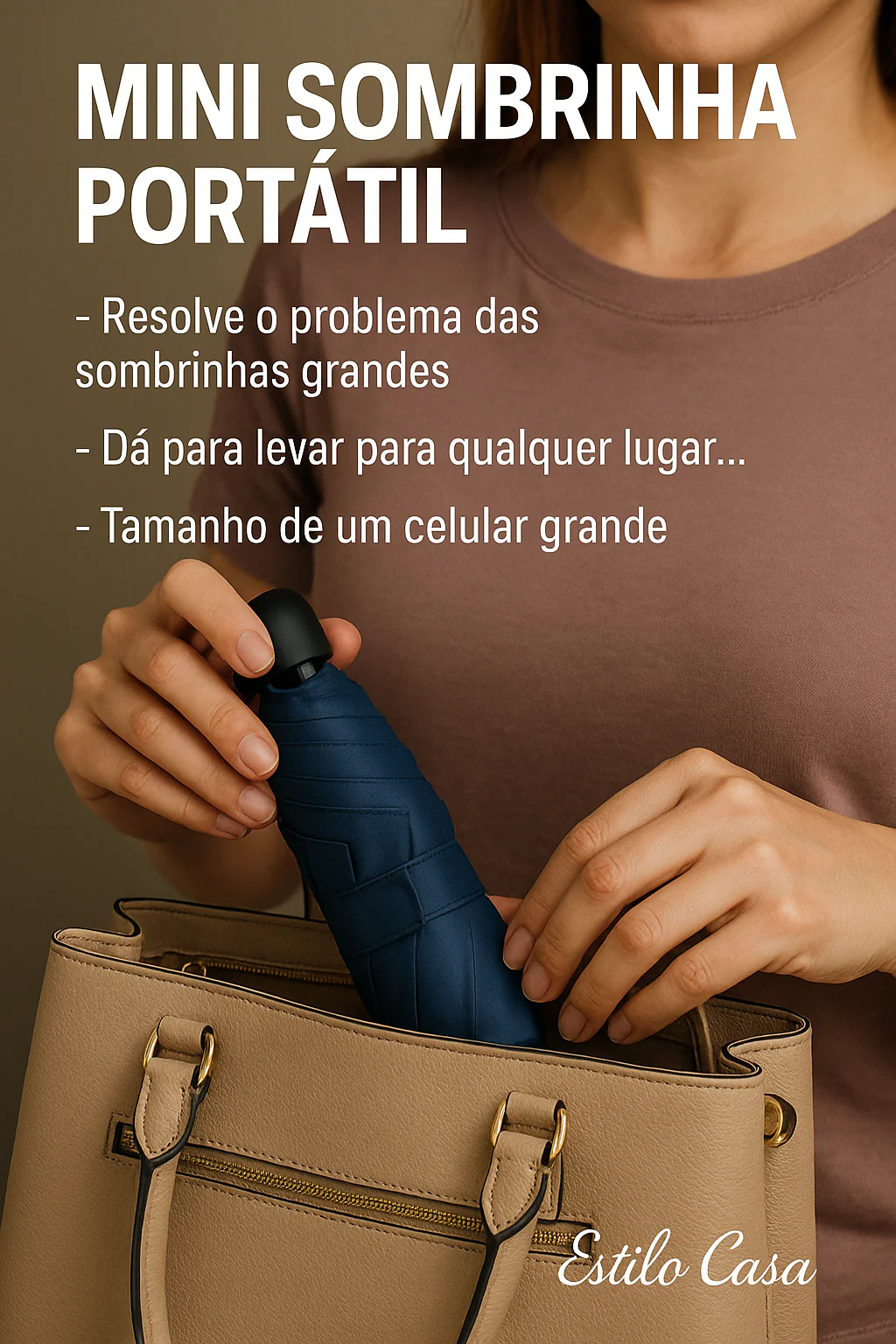 Mini Sombrinha Portátil + Capa de chuva