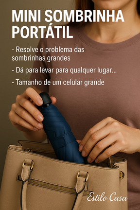 Mini Sombrinha Portátil + Capa de chuva