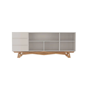 Buffet Oasi com Vidro pés em Madeira de Eucalipto estrutura em MDF cor Off-White