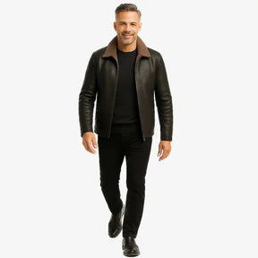 Jaqueta Masculina em Couro com Forro de Cashmere