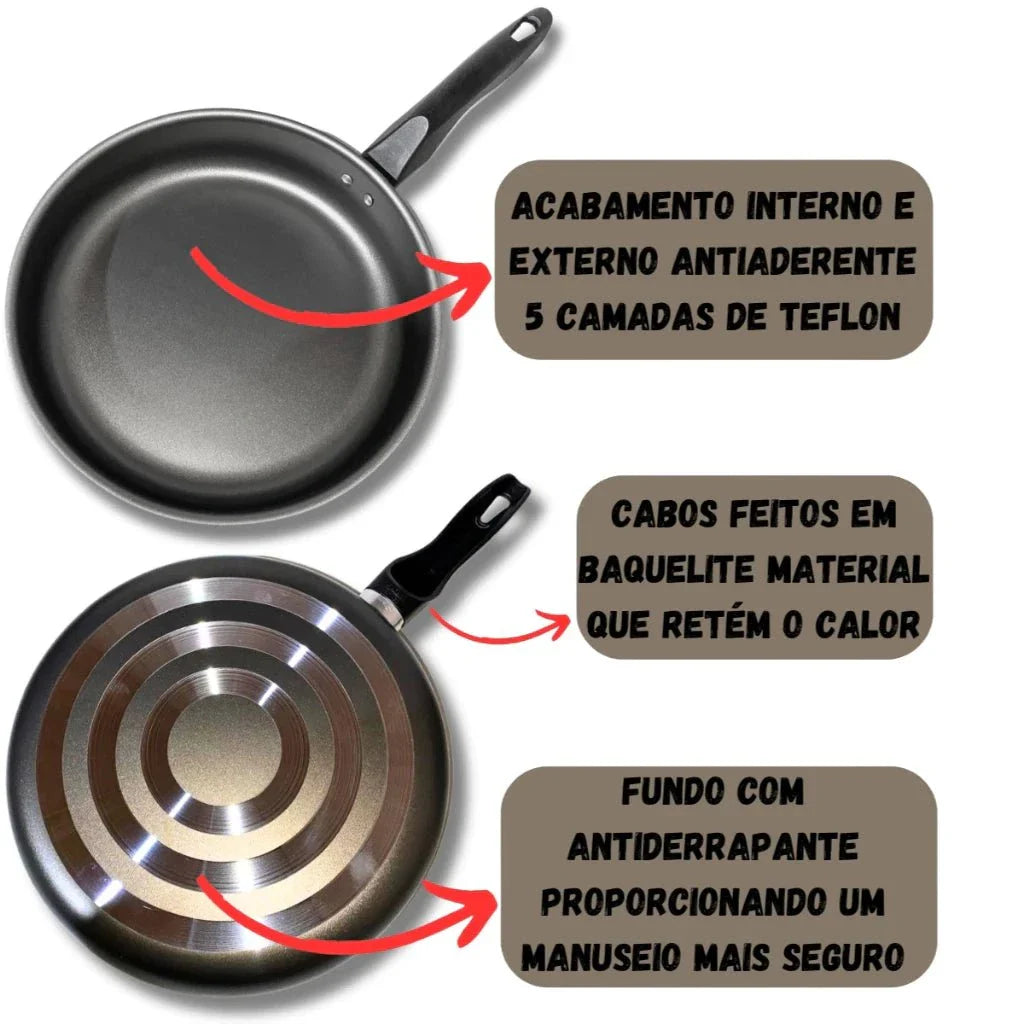 Jogo de Panelas 8 Peças Antiaderente Com Tampa Vidro