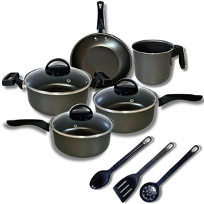 Jogo de Panelas 8 Peças Antiaderente Com Tampa Vidro