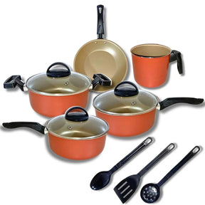 Jogo de Panelas 8 Peças Antiaderente Com Tampa Vidro