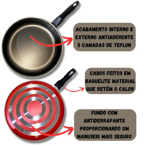 Jogo de Panelas 8 Peças Antiaderente Com Tampa Vidro