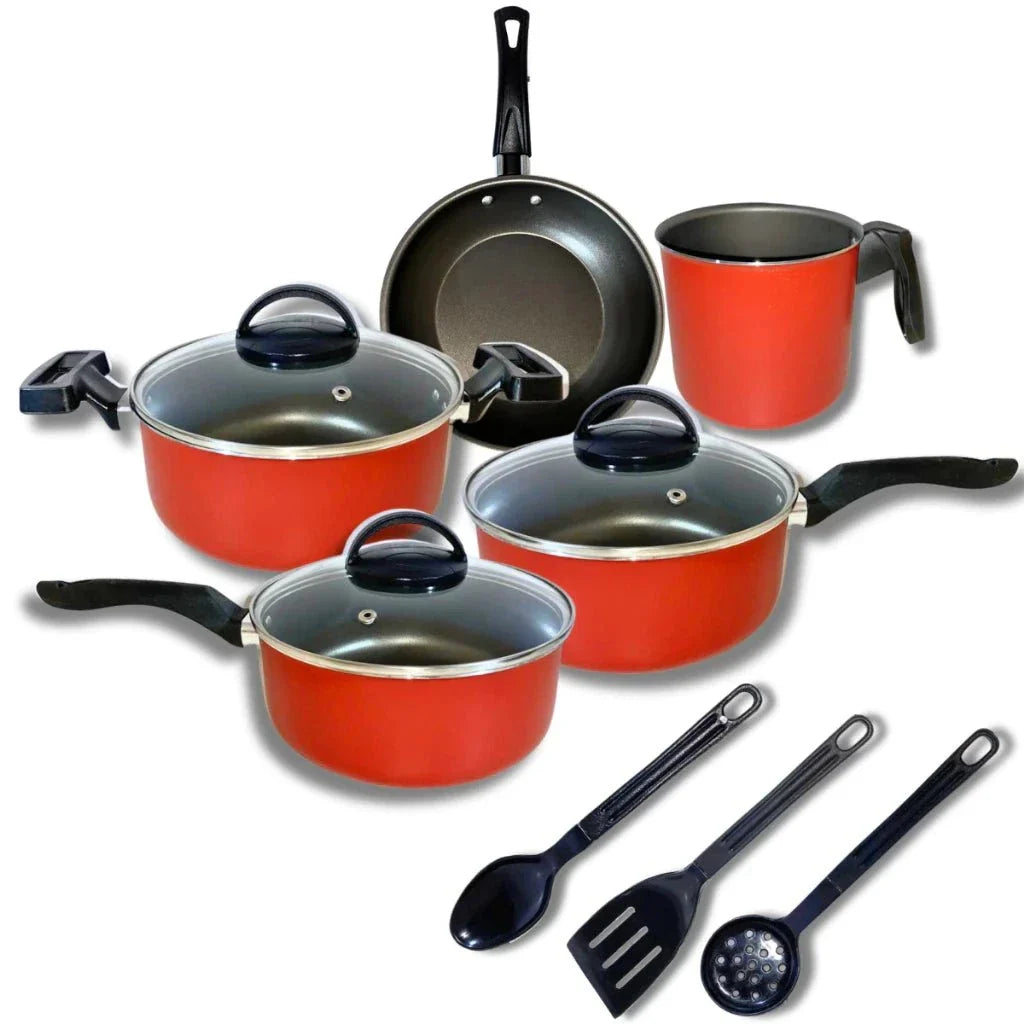 Jogo de Panelas 8 Peças Antiaderente Com Tampa Vidro