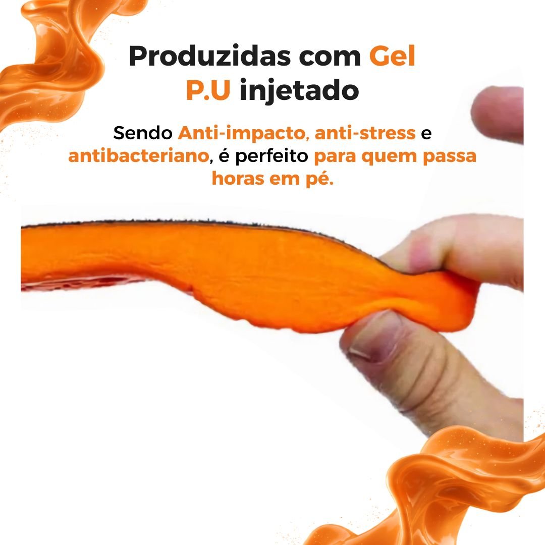 KIT 2 Pares de Palmilha Ortopédica de Gel P.U