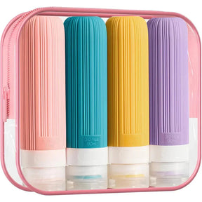 Kit 4 Frascos de Silicone para Viagem – 90ml Antivazamento