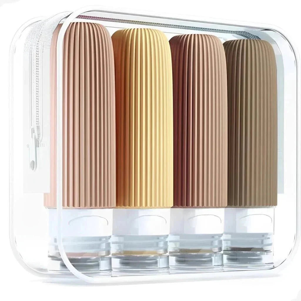 Kit 4 Frascos de Silicone para Viagem – 90ml Antivazamento