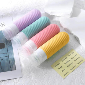 Kit 4 Frascos de Silicone para Viagem – 90ml Antivazamento