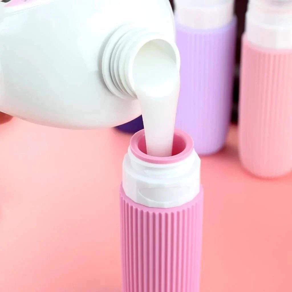 Kit 4 Frascos de Silicone para Viagem – 90ml Antivazamento