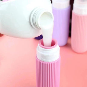 Kit 4 Frascos de Silicone para Viagem – 90ml Antivazamento