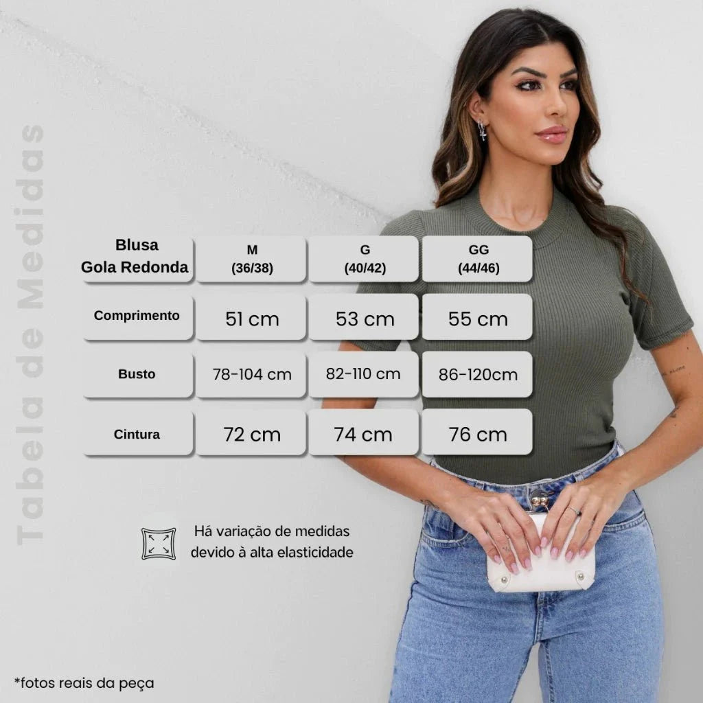 Kit com 3 Blusas Femininas Gola Alta