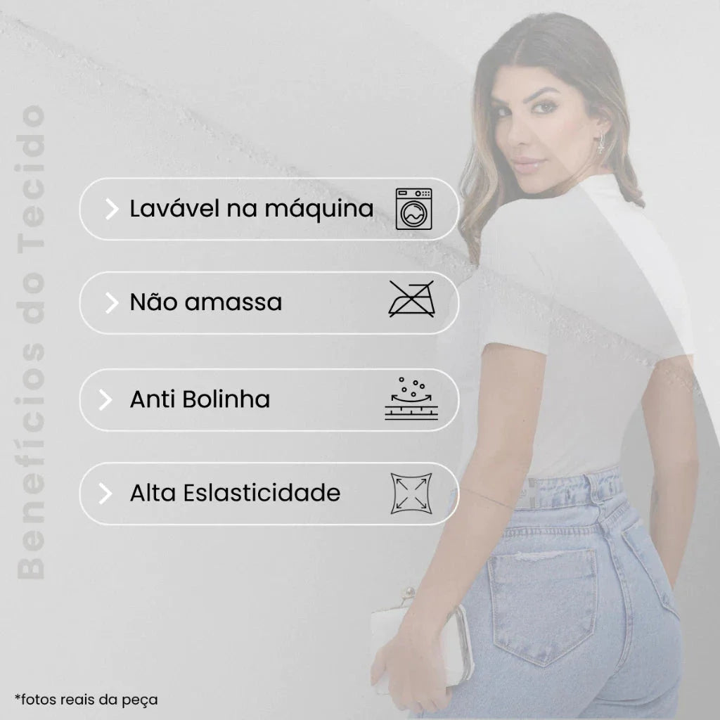 Kit com 3 Blusas Femininas Gola Alta