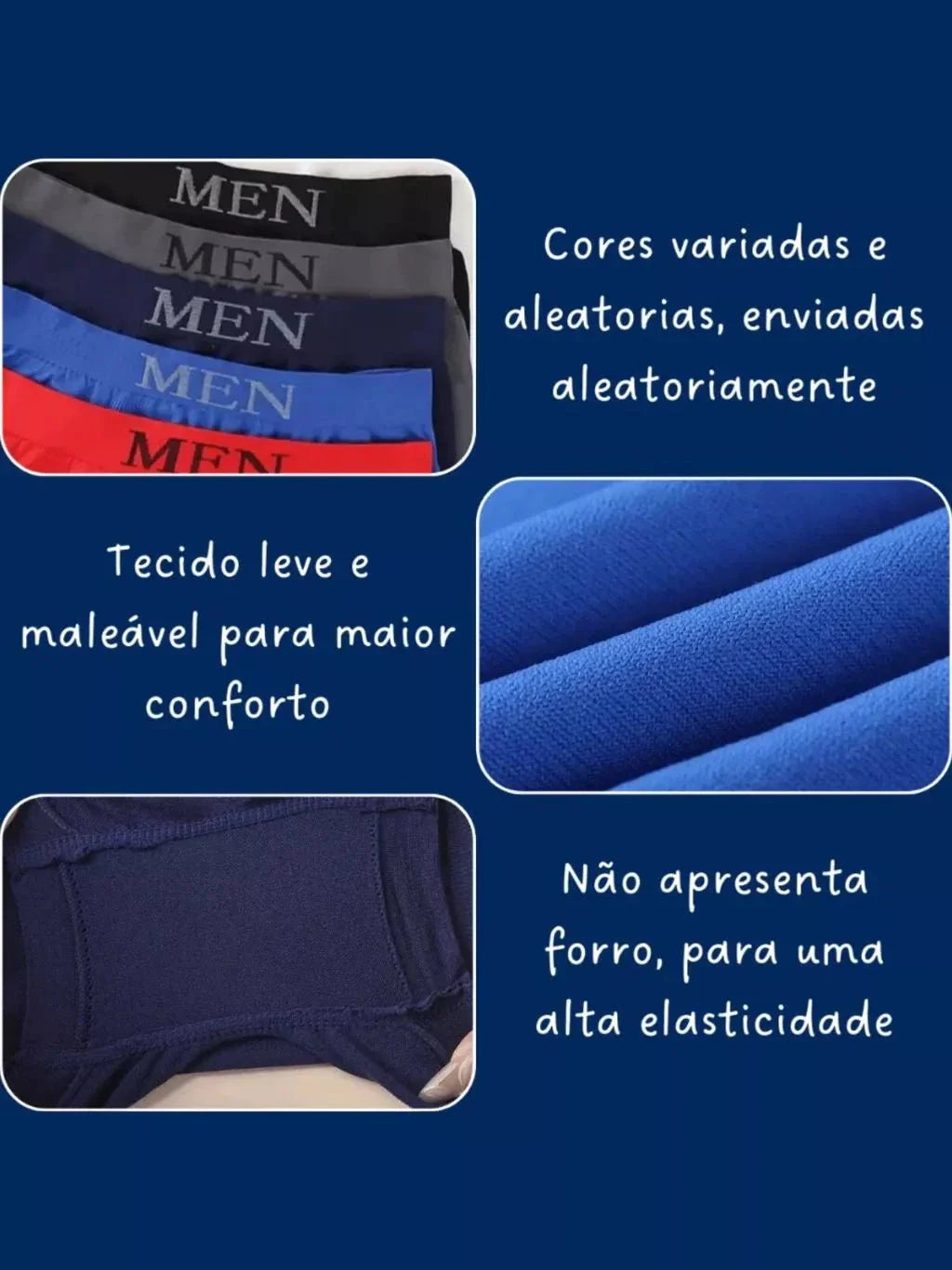 Kit de Cuecas Boxer Masculina Sem Costura