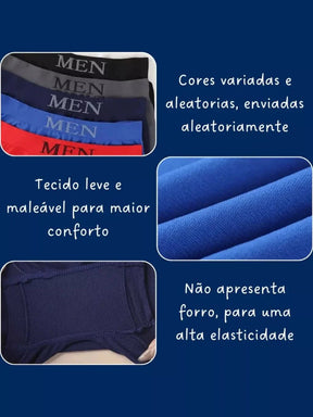 Kit de Cuecas Boxer Masculina Sem Costura