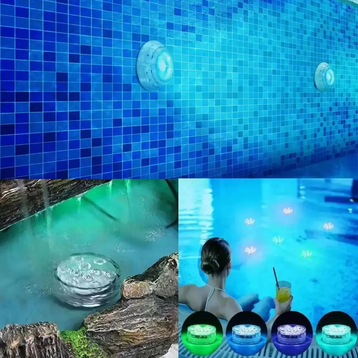 Kit Luminárias de Piscina RGB | Sem Fio Com Controle Remoto