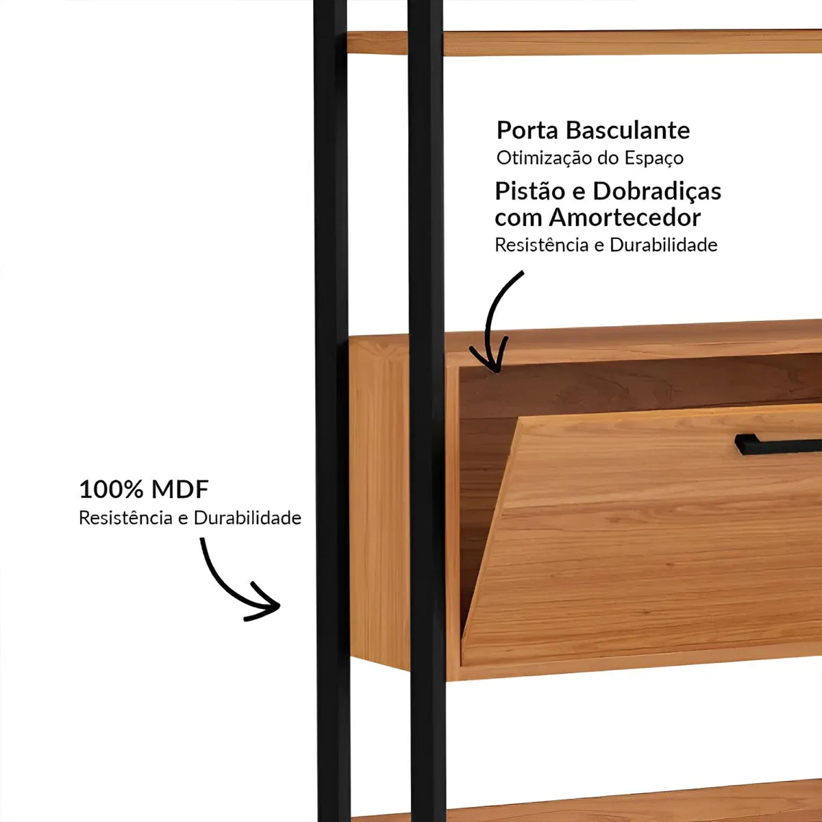 Kit 02 Estantes Com Prateleiras Freijó com Preto