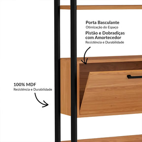 Kit 02 Estantes Com Prateleiras Freijó com Preto