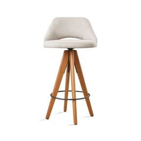 Kit 2 Banquetas Giratórias Estofadas com Encosto Nude